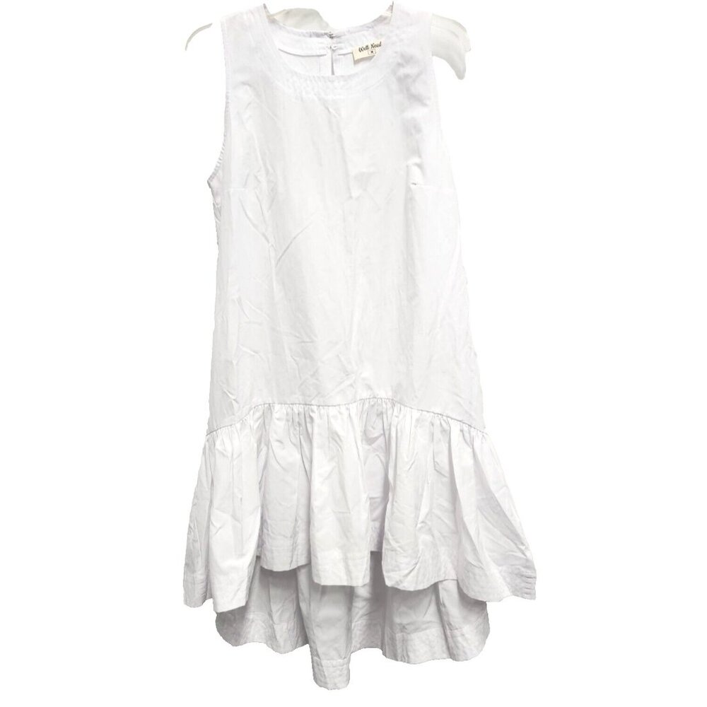 Well Need Womens Hi Low Sleeveless Dress Medium White Flounce Minimalist Casual